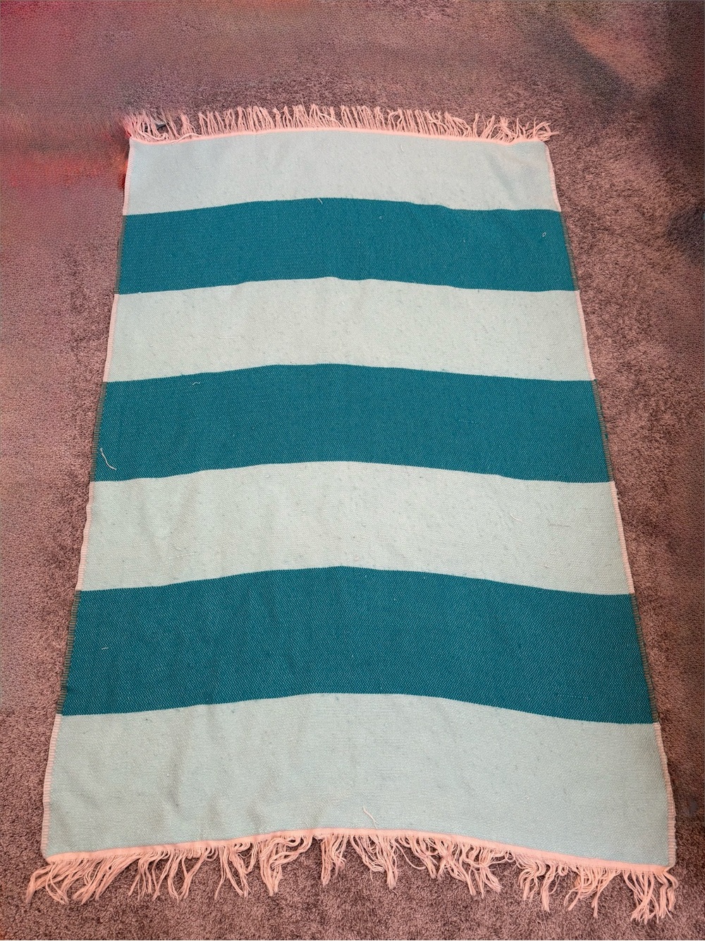 by Anthropologie Striped Throw Blanket Colorblock Cotton Blend Fringed 50x70